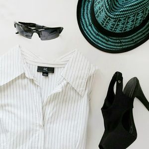 IZ | White Striped Button Down